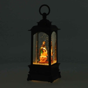 Laterne mit warmer Beleuchtung und Musik