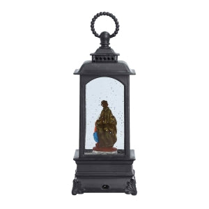 Laterne mit warmer Beleuchtung und Musik